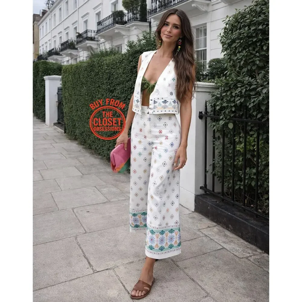 ZARA Co-Ord Set Sleeveless Vest Wide Leg Pants NWT Rare